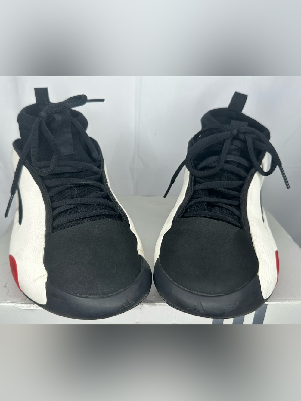 adidas Black White Sneakers with Red Accents